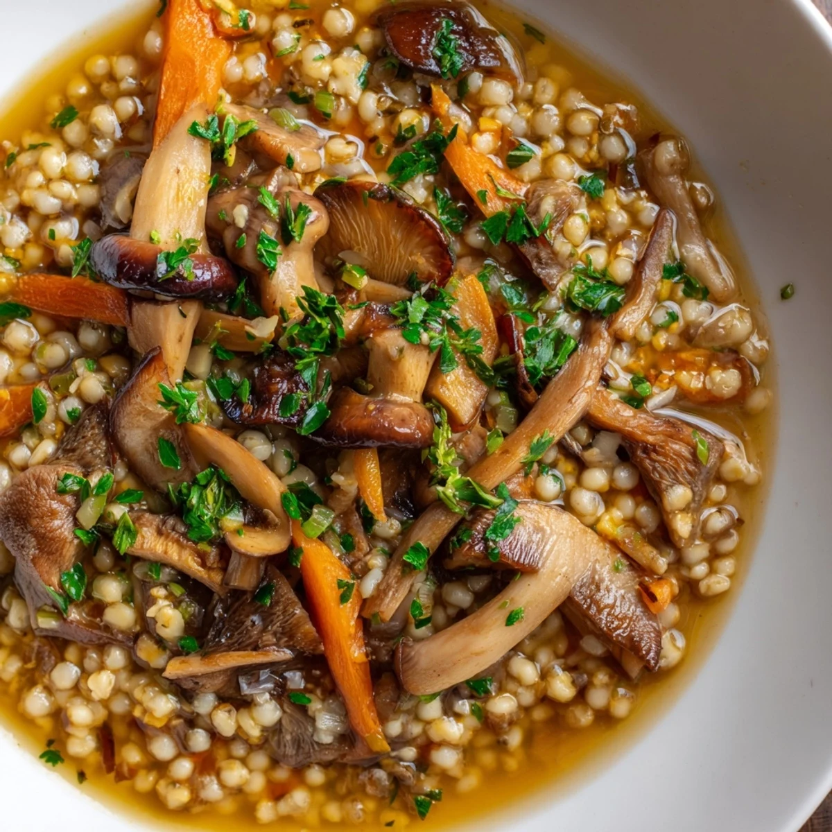 Hearty Wild Mushroom and Barley Soup: a nourishing, earthy soup perfect for a chilly evening meal.