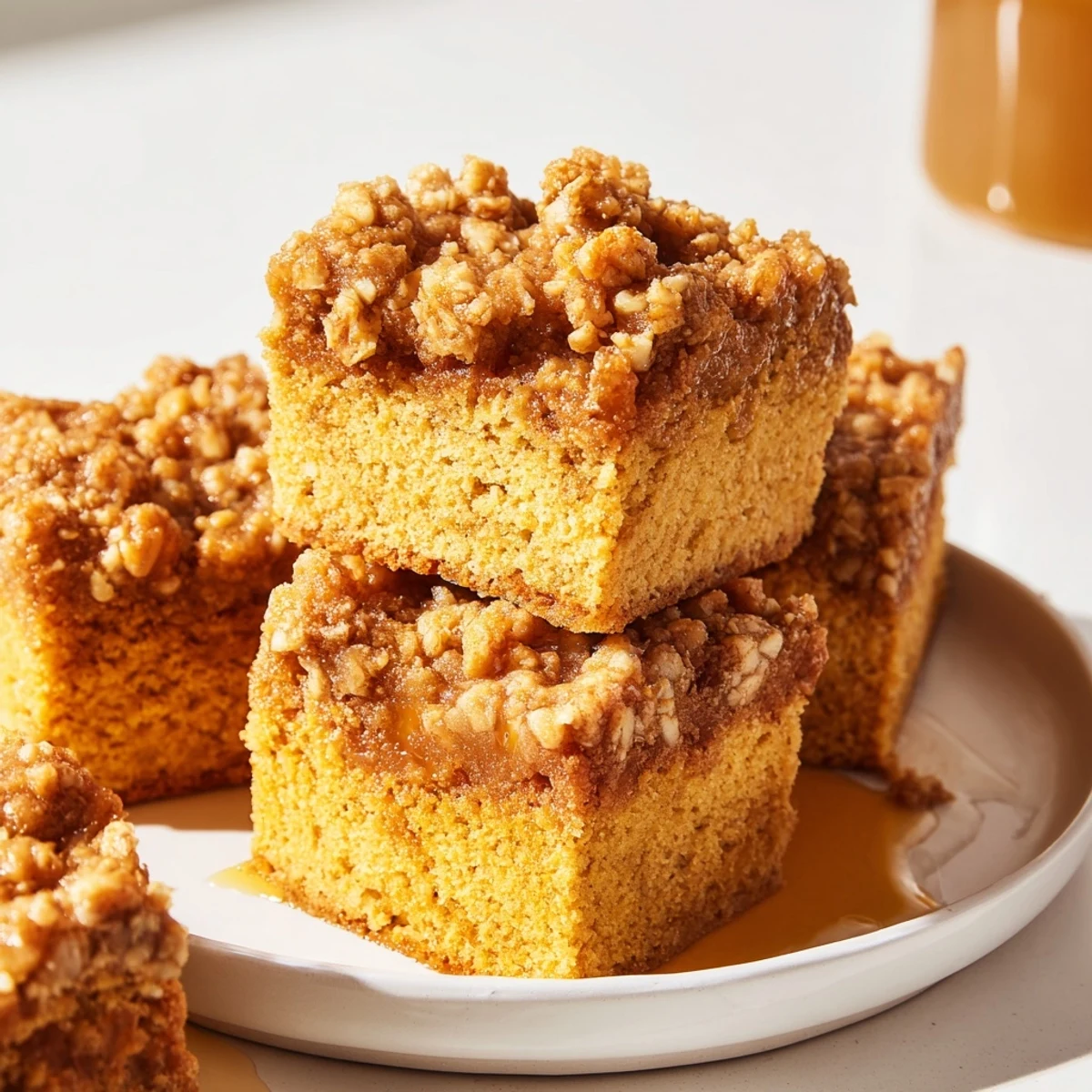 Golden toasted hazelnuts topping Light Sweet Hazel Treats, ready to cut and enjoy with your coffee.