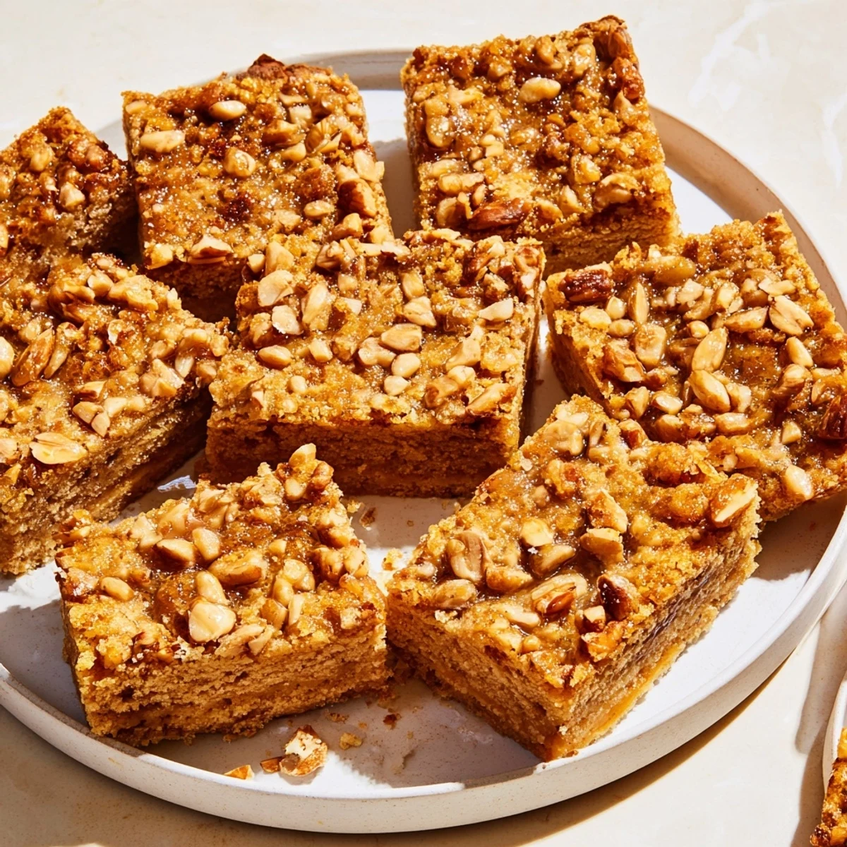Close-up of baked Light Sweet Hazel Treats, showing a soft texture and drizzled honey's shine.