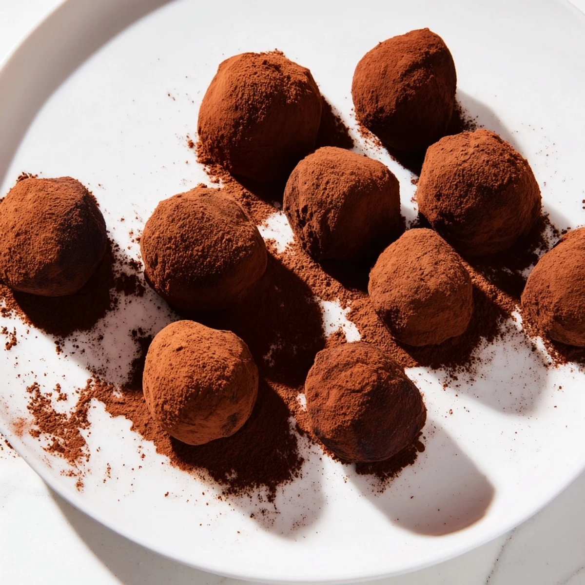 Dark Chocolate Truffles: A close-up of smooth, cocoa-dusted truffles ready to be enjoyed.