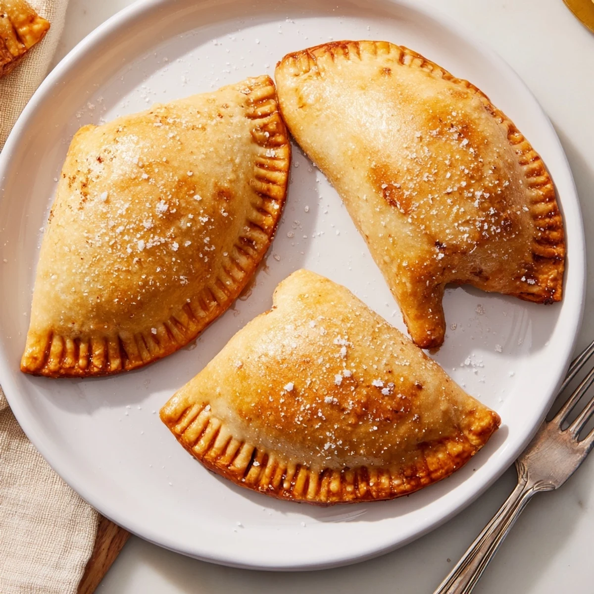 Golden brown mitten-shaped hand pies filled with spiced apple, perfect for winter snacking in America.