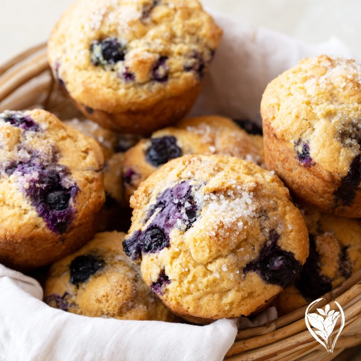 Delectable mini blueberry muffins nestled in a charming basket, perfect for a cozy brunch spread.