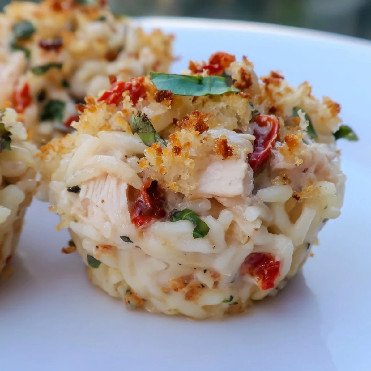 Golden-brown Marry Me Chicken Sushi Bake Cups, ready to be enjoyed as a delightful, savory appetizer.