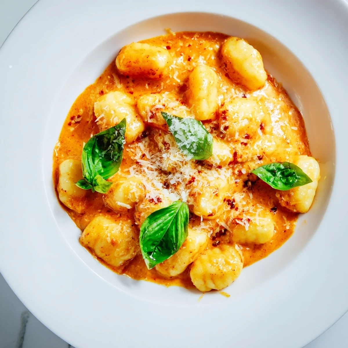 Enjoy the comforting sight of Creamy Tomato Gnocchi, cooked in tomato cream sauce, perfect dinner tonight.