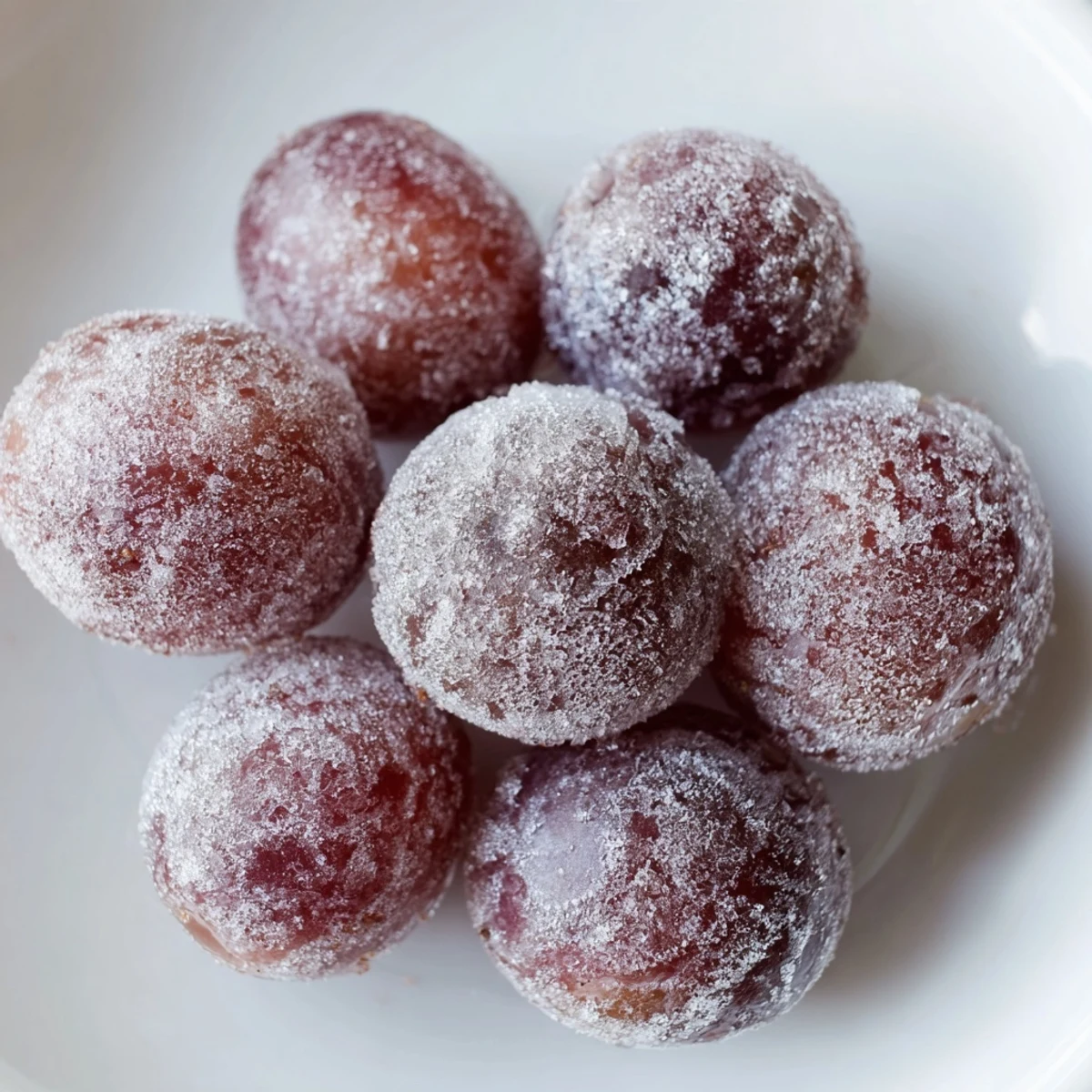 Icy, vibrant red and green frozen grapes glistening, a healthy and refreshing snack.