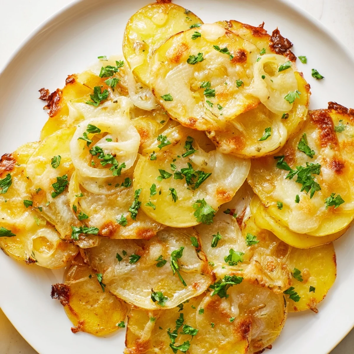 Golden, bubbling French Onion Soup Potatoes with melted Gruyère, inviting you to enjoy this comforting side.