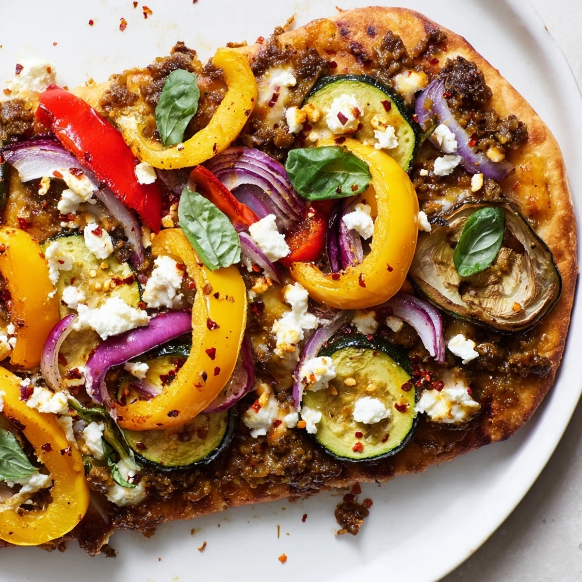 A close-up shot of a delicious naan bread pizza, ready to be sliced and enjoyed.