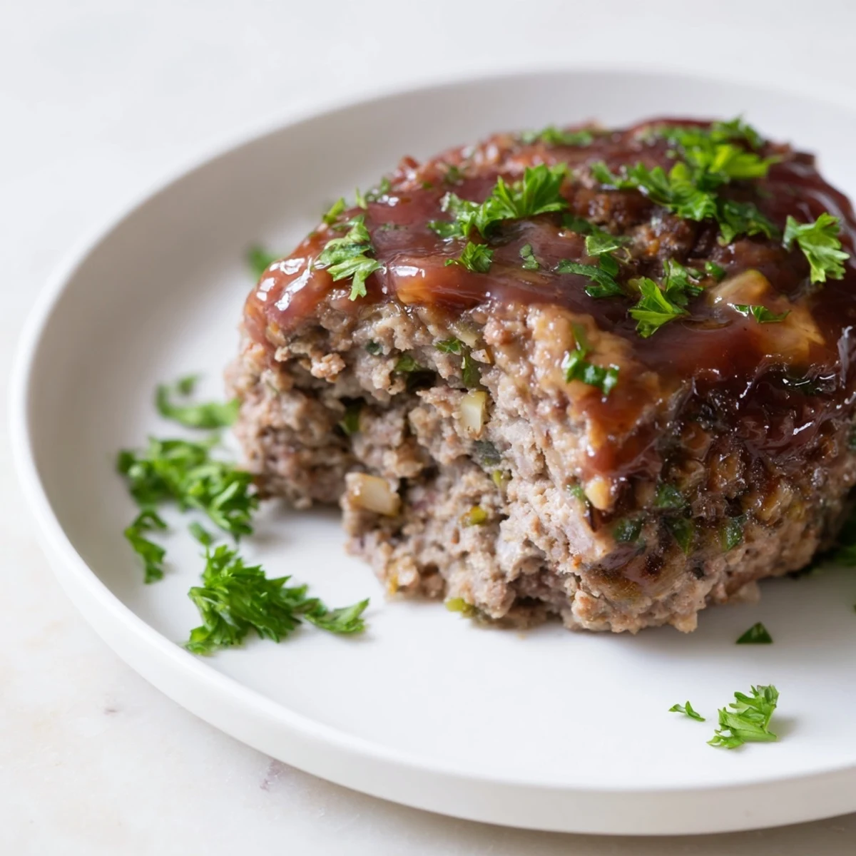 Individual mini meatloaf bites, tender and juicy, showing a cross-section with the glaze visible.