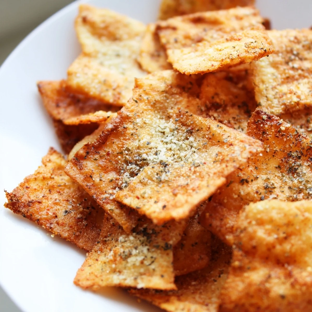 Golden-brown, crispy Cottage Cheese Chips arranged on a cooling rack, seasoned with smoked paprika and herbs for a high-protein snack.