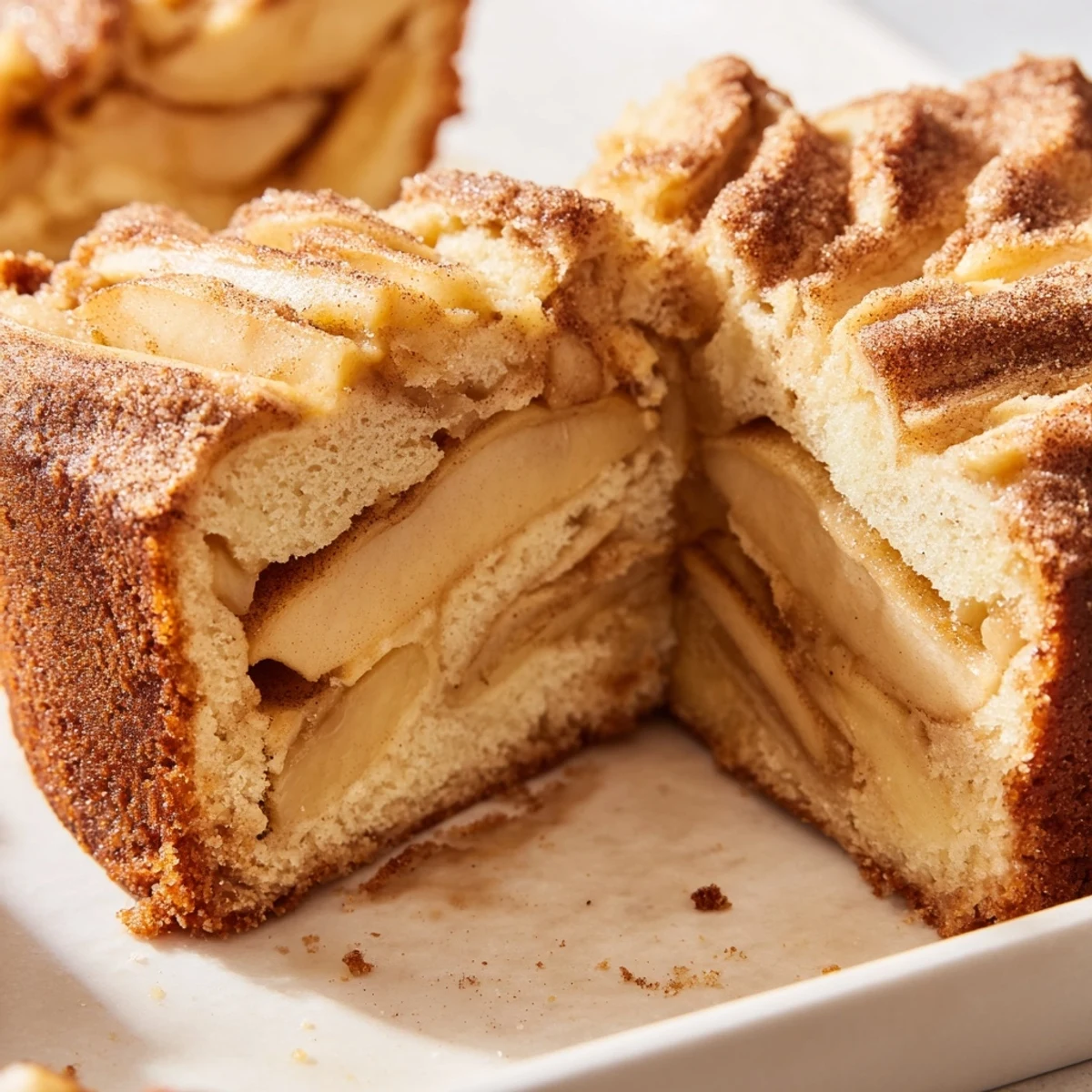 Golden slices of Granny Smith apples baked into a soft, cinnamony Baked Apple Cake, served warm for a cozy breakfast treat.
