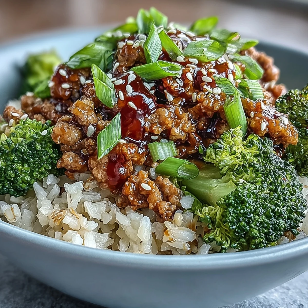 Sweet and spicy turkey broccoli bowls feature tender ground turkey glazed in fiery honey-sriracha sauce, served over steamed broccoli and brown rice.