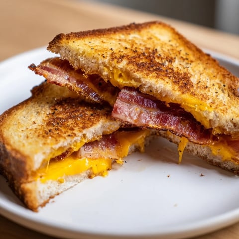 Oozy cheddar melts around crispy bacon in this perfect Crispy Bacon Cheddar Grilled Cheese.