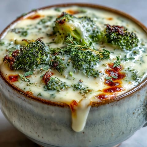 Freshly roasted broccoli florets and carrots blend into a creamy, golden bowl of Roasted Broccoli Cheddar Soup.