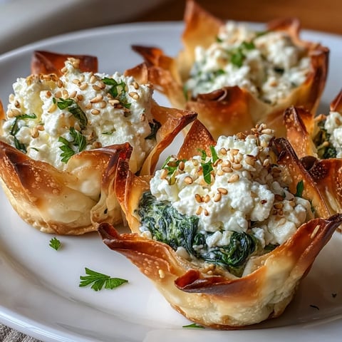 Golden Mediterranean Spinach and Feta Cheese Crisps in a mini muffin tin, brushed with olive oil. 