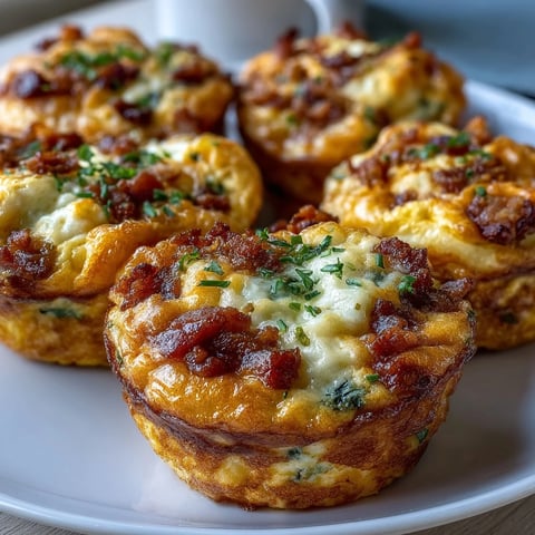 Freshly baked Breakfast Egg Muffins, golden and fluffy, loaded with melted cheddar, crisp bacon, and diced bell peppers, served warm on a rustic wooden board.