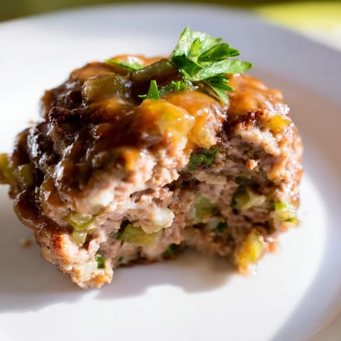 A close-up shot of perfectly baked mini meatloaf bites, aromatic and savory, ideal for dinner.