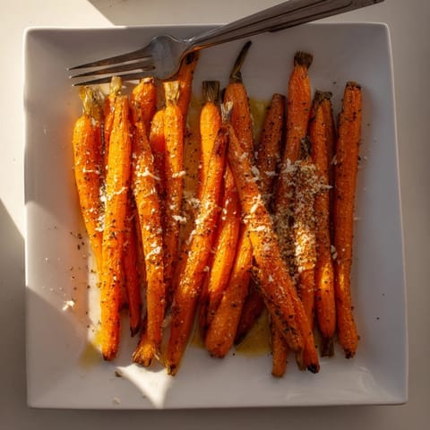 Savory Parmesan baby carrot chips fresh from the oven, ready to serve as a snack or side.