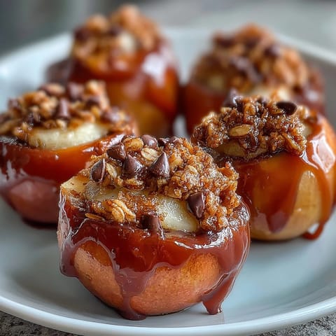 Crisp apple slices drizzled with creamy peanut butter and topped with crunchy granola for a wholesome, easy snack.