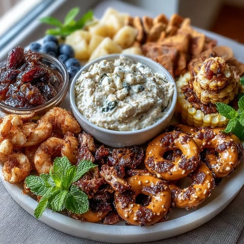 A dreamy Pisces Zodiac snack board brimming with blue fruits, sweets, and whimsical treats for stargazers.