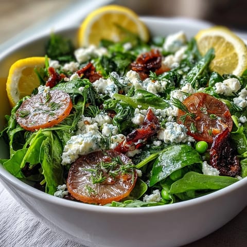 A refreshing spring salad with vibrant radishes, tender peas, and tangy lemon vinaigrette, perfect for a light and healthy meal.