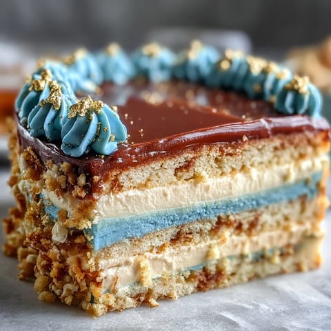 Graduation Cake Blue Gold Ombre