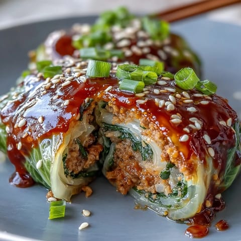 Korean cabbage rolls filled with spicy ground beef, steamed to perfection and served with savory dipping sauce.