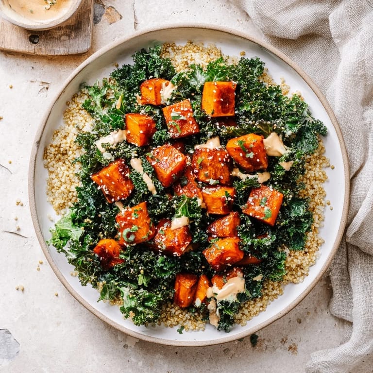 Enjoy the flavors of a fresh Light Coastal Bowl, with vibrant quinoa and garnished with pumpkin seeds.