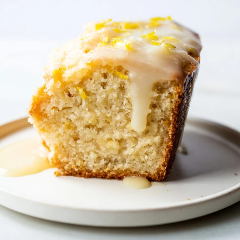Served perfectly with tea, a sliced Lemon Loaf shows a tender crumb and lemon zest topping.