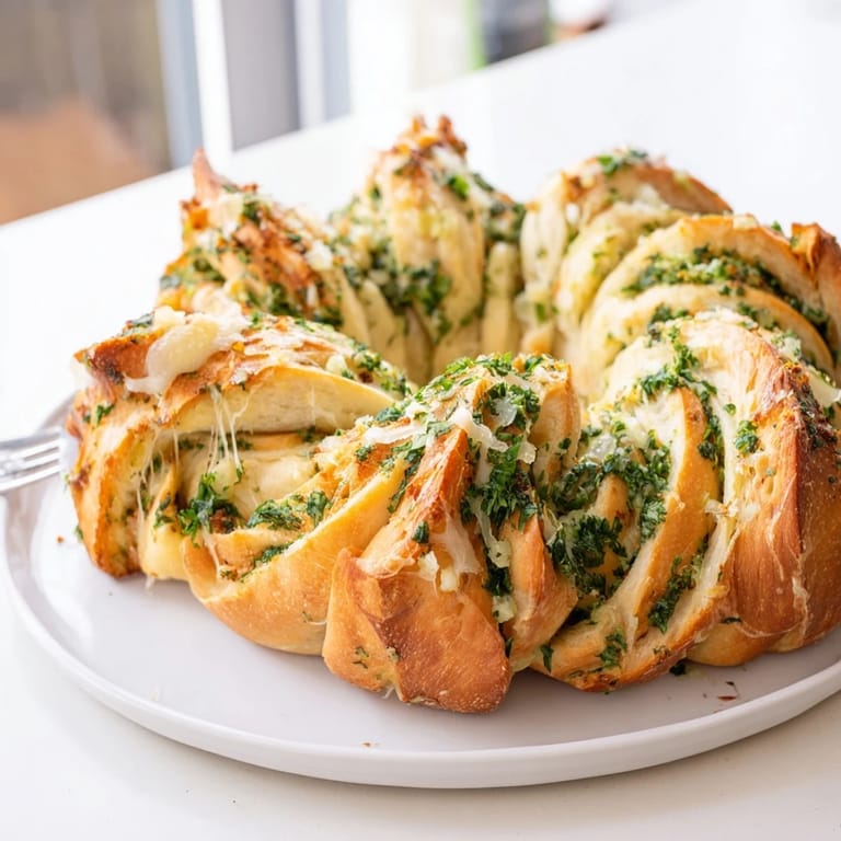 The beautifully formed star shaped garlic bread, perfect for dipping, is inviting and delicious.
