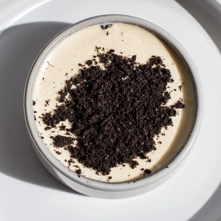 A close-up view of homemade vanilla pudding with crushed Oreos, perfect for a sweet treat.