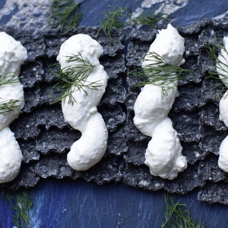 Delicious "Stormy Sea" appetizer, a perfect vegetarian snack with creamy, tangy flavors.