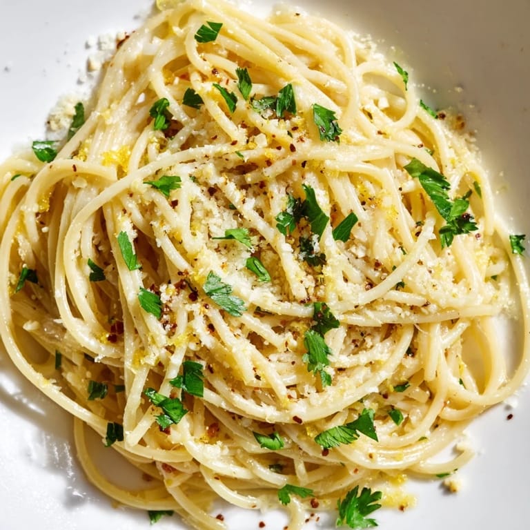 A close-up shot of perfectly cooked garlic butter noodles, a quick and simple weeknight meal.