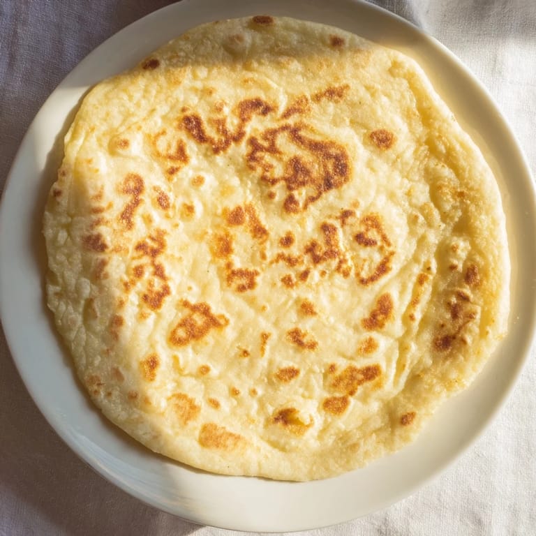 Warm, pillowy cottage cheese flatbread, perfect for wrapping around fresh, flavorful ingredients for lunch.