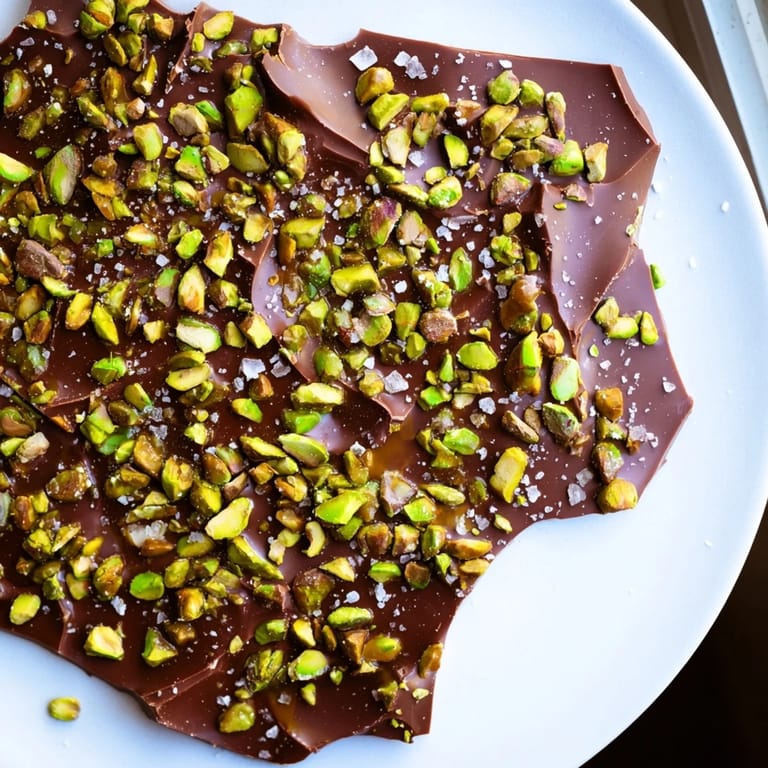 Imagine the satisfying snap: a close-up of a delicious Pistachio Salted Caramel Bark with crunchy nuts.