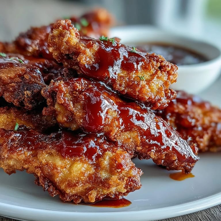 Freshly fried Fried Chicken Wings with smoky BBQ sauce, paired with ranch dressing and celery for dipping.