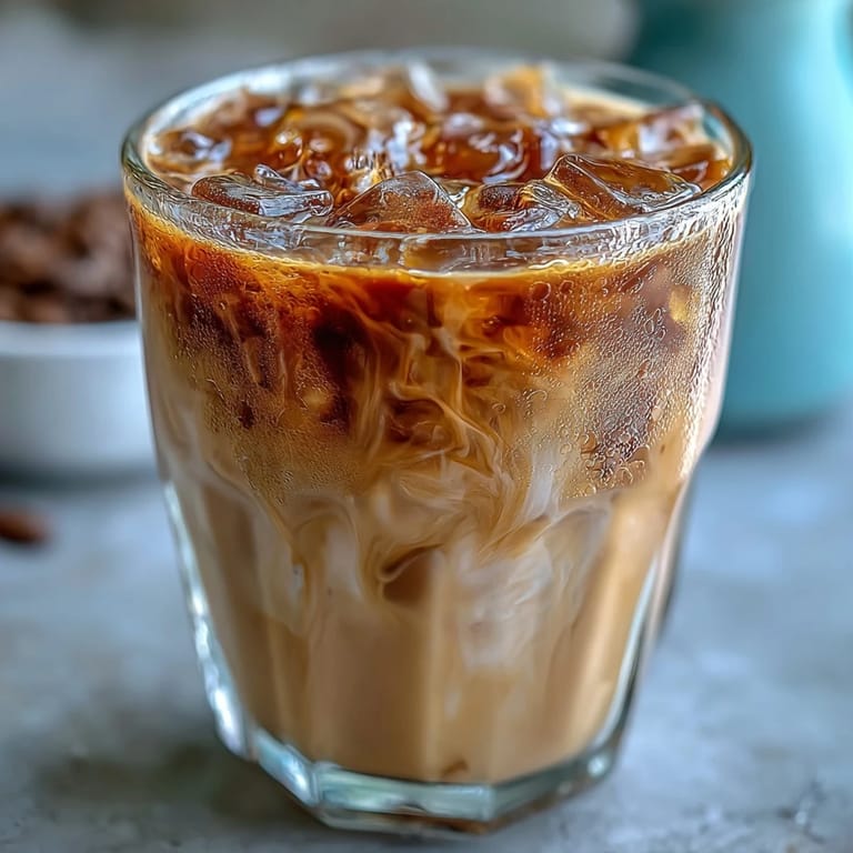 Two glasses of homemade Iced Hojicha Latte garnished with a cinnamon stick, capturing the refreshing Japanese beverage as a perfect afternoon pick-me-up.