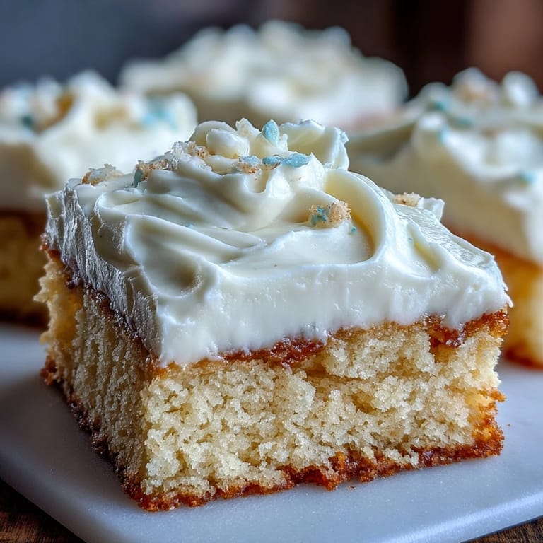 Freshly sliced squares of Almond Flour Sugar Cookie Bars are plated, ready to serve as a gluten-free treat.