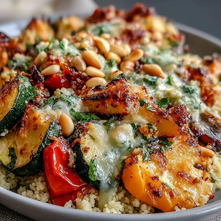 This vegetarian Mediterranean bake is plated as a warm main dish, garnished with fresh parsley and a light drizzle of olive oil.