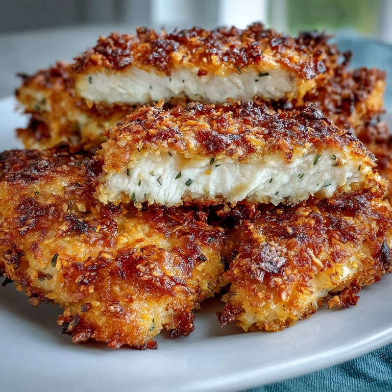 Perfectly cooked Crispy Panko Ranch Chicken Tenders served with a side of creamy ranch dip.