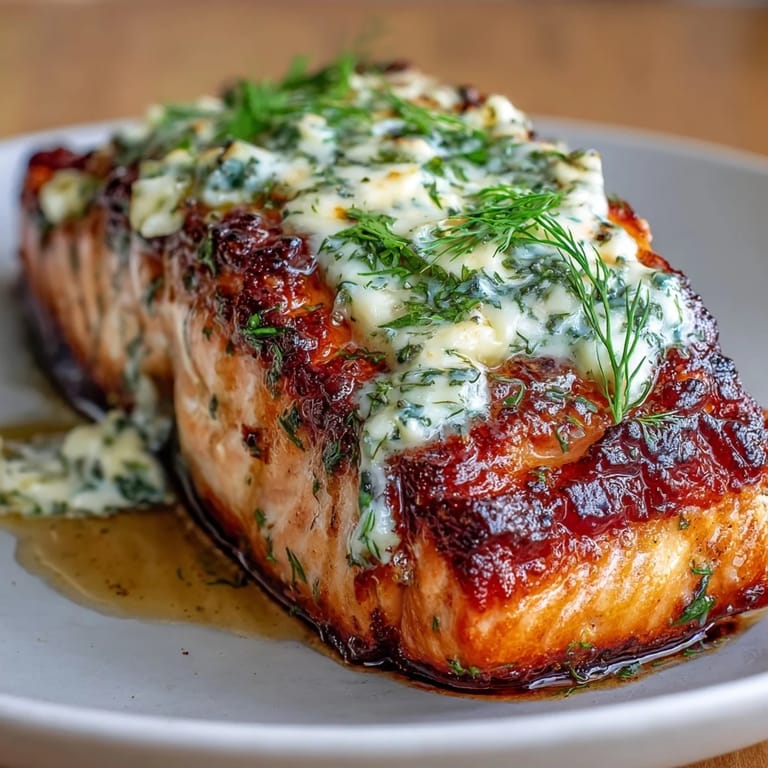 Tender salmon glazed with fresh herb butter alongside smoky roasted cauliflower, perfect for a simple keto dinner.