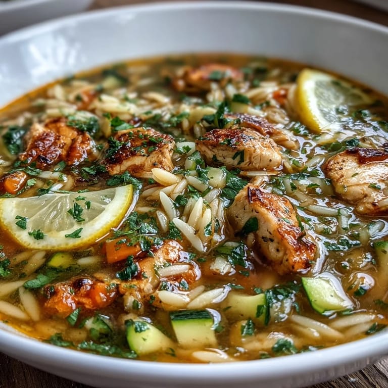 One-Pot Lemon Chicken and Zucchini Orzo Soup