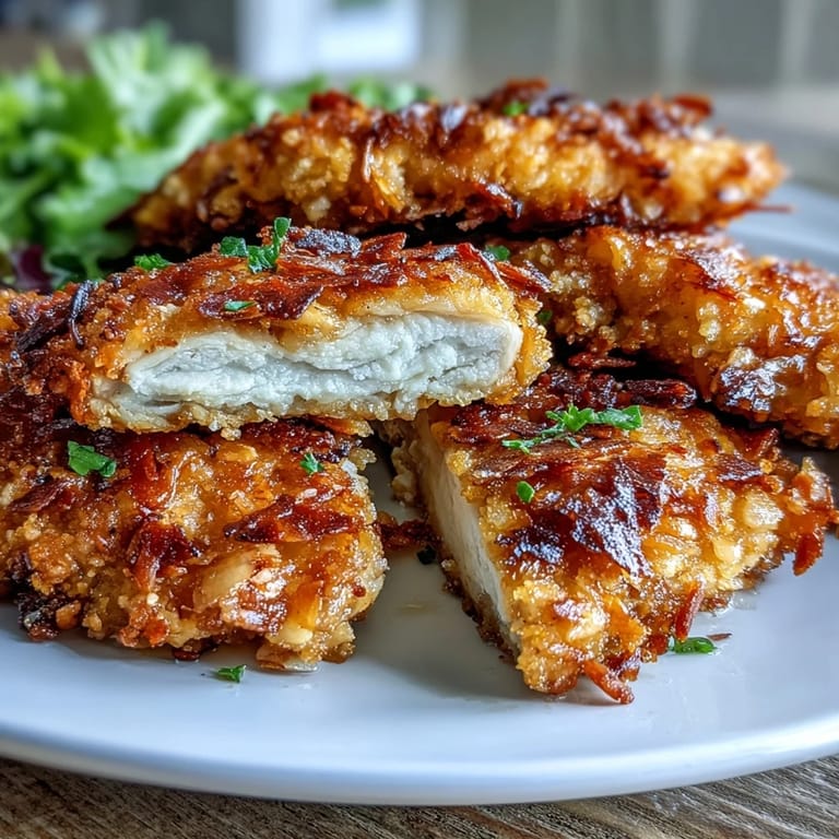 Golden baked Parmesan-crusted chicken tenders with vibrant cabbage slaw, perfect for keto meal prep.