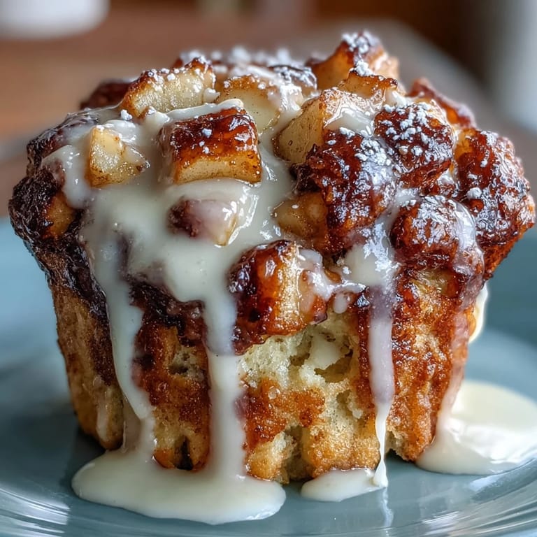 Moist muffins filled with tender apple pieces and warm cinnamon, finished with a glossy glaze for a bakery-style treat.