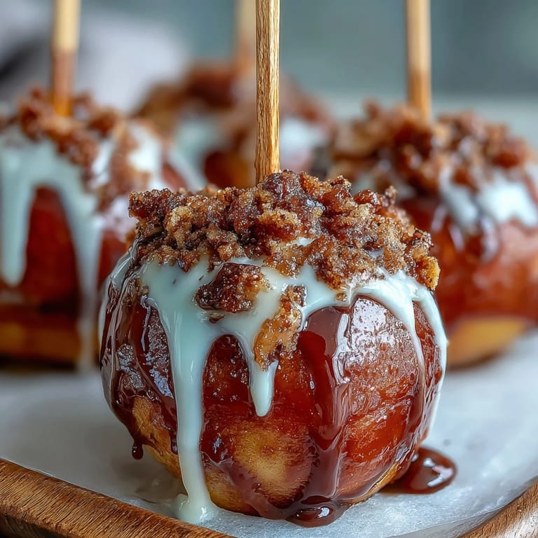 Classic red candy apples shine with a vibrant candy shell and elegant white chocolate drizzle for a festive dessert.