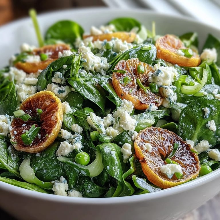 Crisp spring greens, sliced radishes, and sweet peas tossed in a bright lemon vinaigrette for a fresh, seasonal salad.