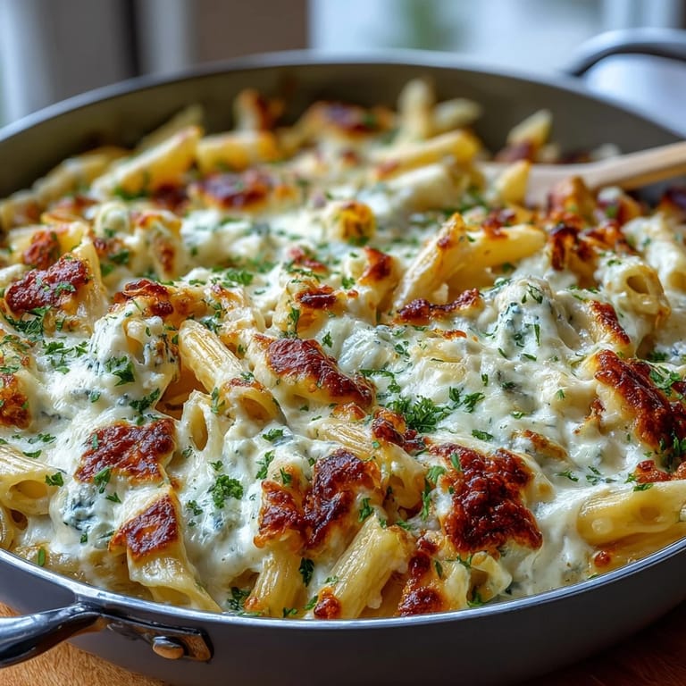 Family-friendly One-Pot Cheesy Pasta Bake loaded with gooey mozzarella and cheddar.
