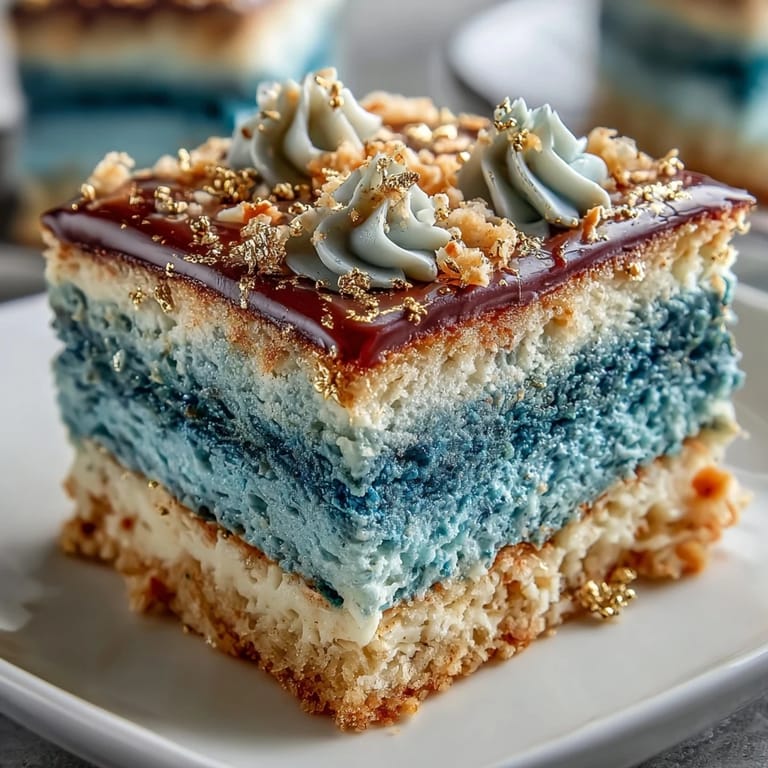 Elegant dark blue ombre cake for graduation, featuring rich vanilla frosting and luxurious gold leaf decoration, perfect for a milestone celebration.