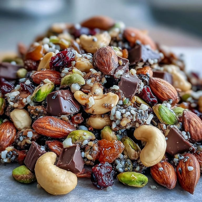 Energizing homemade trail mix with dark chocolate offers a perfect balance of protein, fiber, and satisfying sweetness.