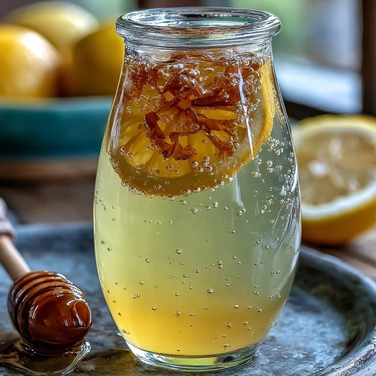A vibrant pitcher of probiotic-rich sparkling lemonade, effervescent and lightly sweet, perfect for a summer refreshment.