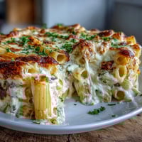 One-Pot Cheesy Pasta Bake with golden melted cheese and bubbling tomato sauce.